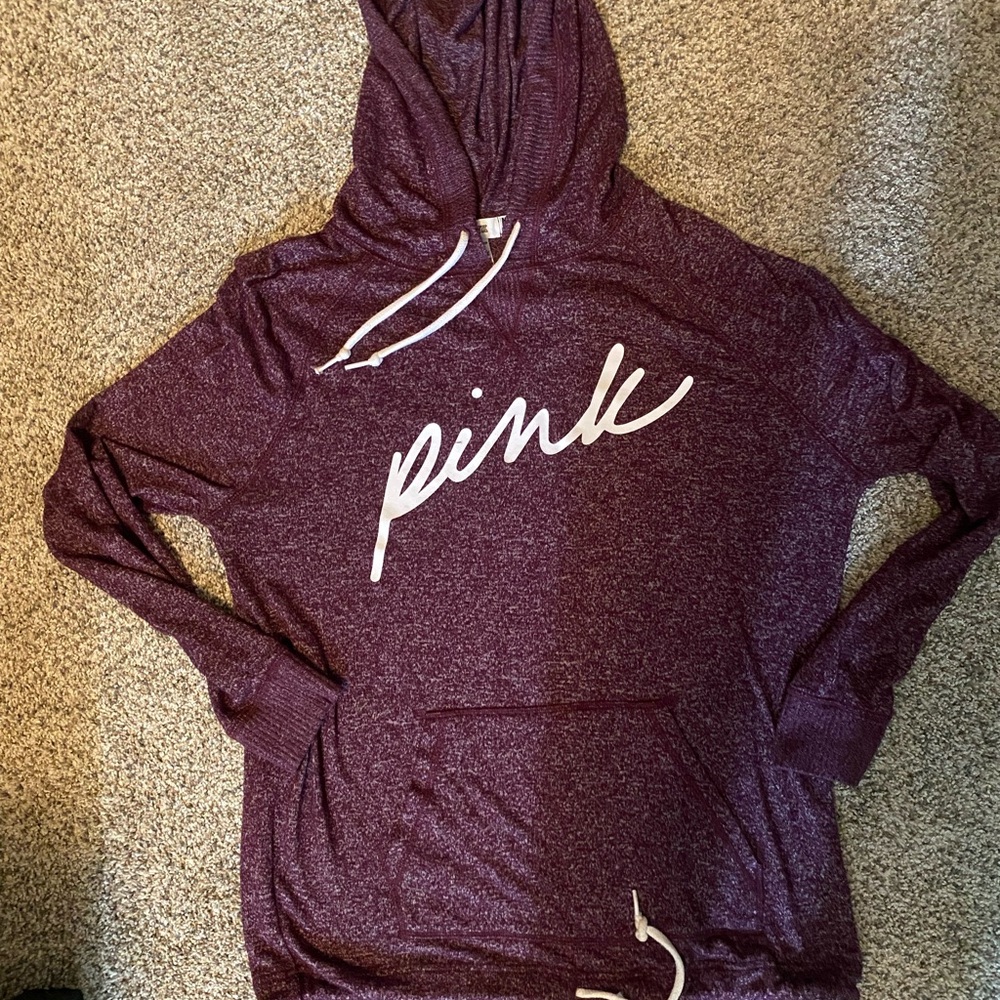 PINK Victoria's Secret Hooded Pullover Sweatshirt - Plum Heather  Xs